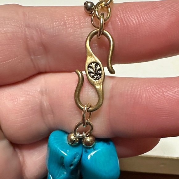 Blue Dyed Coral Studio Barse (Turquoise color) Necklace with Bead - Picture 3 of 12